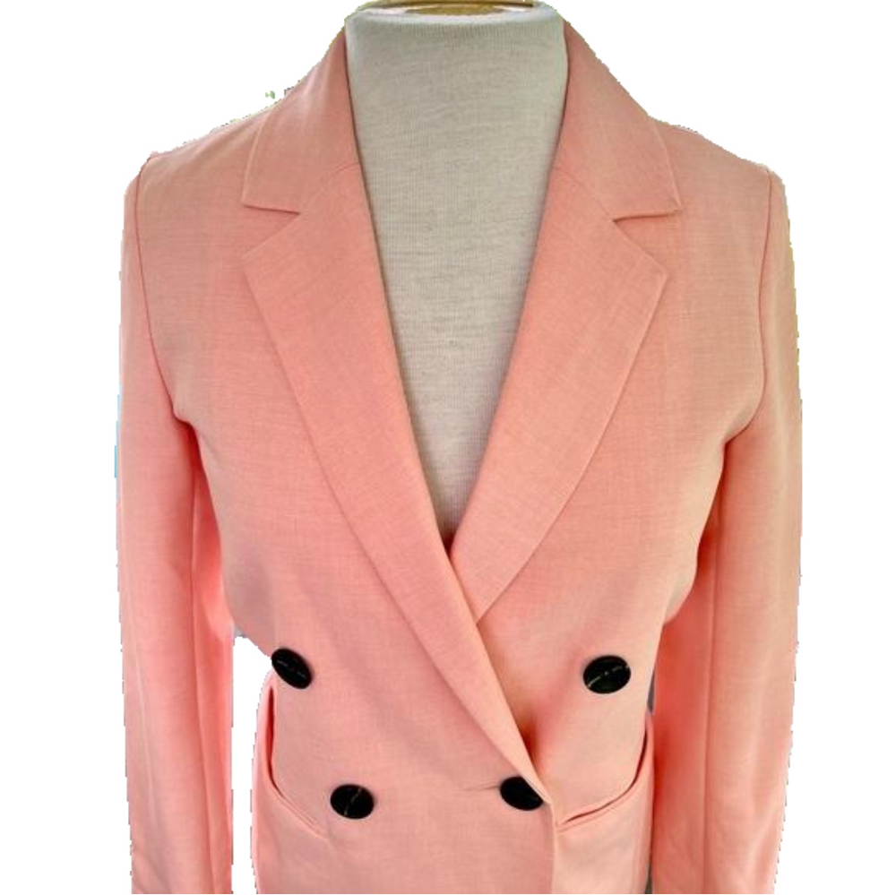 Topshop Blazer Double Breasted Peach/Pink Size 4 Lined Jacket Professional EUC